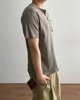 Pochi Slub Henley Neck Short Sleeve T