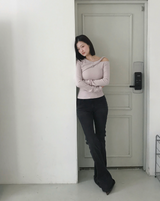 dark black washing pintuck bootcut denim pt