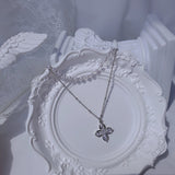 [NMIXX ジウ Necklace] ルナ ブロッサム レイヤード ネックレス - Silver color