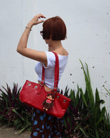 Punching Eyelet Buckle Baguette Shoulder Bag