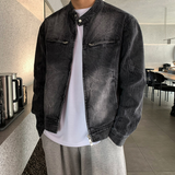 Biwon Washed Biker Denim Jacket