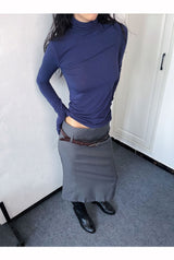 Soft Layered Turtleneck Long Sleeve T-shirt