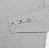 クリスボートネックルーズフィットボタン長袖Tシャツ