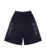 Stud Needle Walk Bermuda Sweat Pants - Navy