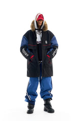 Colorblock Embroidered Long Parka