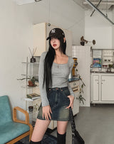 Hitch Pocket Denim Mini Skirt