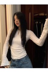 Daisy lace cuffs long-sleeved t-shirt