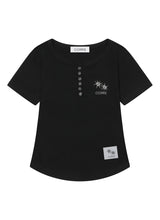 ARINA BUTTON CROP HALF T (4COLOR)