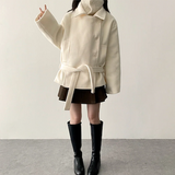 ポニーシックベルトダブルハイネックコート