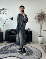 エパールピンタックバミューダ8分丈デニムパンツ