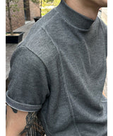 [MUSCLE FIT] Slit mock neck half knit(3color)