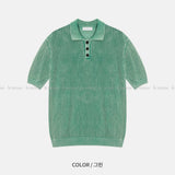 LMN リフェルピグメントウォッシャブルカラー半袖ニット (5 colors)