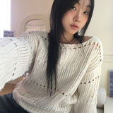 [MADE] Tens Crochet Mesh Oversized-Fit Boat Neck Knitwear