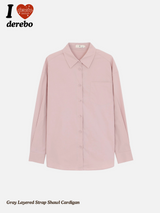 high-end pink loose fit long-sleeve shirt