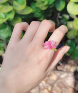pink flower beaded ring