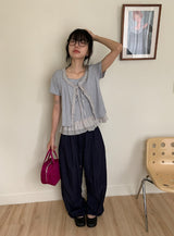 [unisex] Hippie Pintuck String Parachute Wide Banding Pants