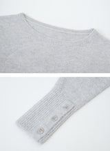 ウールスリーブボタンワンショルダーニット (4color)