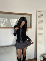 Lulu spandex ribbed flare knit skirt (2 colors)