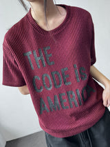 コディ ウナイ ビッグレター セミクロップド リブニット Tシャツ 3カラー