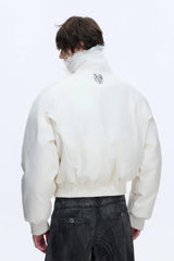 Embroidered Studded Fleece Puffer Jacket