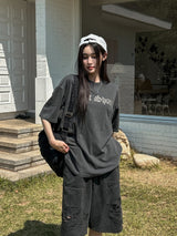 カッティングビンテージピグメント半袖Tシャツ