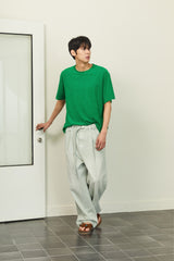 ALARM ONE TUCK BELTED DYEING PANTS MINT_MAN