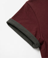 Rolled-Sleeve Cropped Short-Sleeve T-Shirt Burgundy