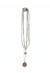 MULTI-LAYERED PEARL & HEART COINED NECKLACE SET