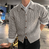 LMN Lunnel Spring Cable Collar Knit Cardigan (4 colors)