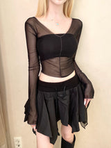1379. シースルーVネックTシャツ (3color)
