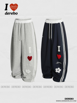 Embroidered letter wide banding sweat pants
