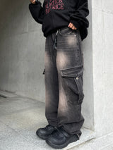 Zelda Vintage Wide Diagonal Cargo Denim