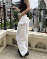 Corit keyring layered nylon two-way banding wide long pants