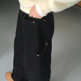 Artoon Patch Carpenter Wide Cotton Pants