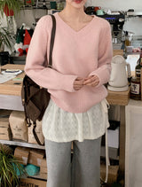 #Pure Basic V-neck Loose Fit Knit (3color)