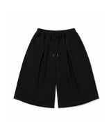 Star Lettering Patch Bermuda Sweat Pants - Black