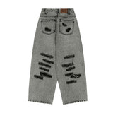WASHED DAMAGE DENIM PANTS (GRAY) F25ZD979