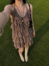 DRAMATIC OPEN-BACK RUFFLE MINI DRESS