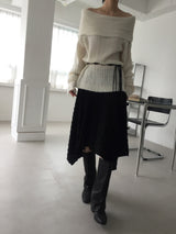  Embossing flare unbal skirt