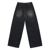24FW CAT BRUSH WASHING SEMI WIDE WOMAN DENIM PANTS BLACK 