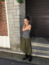 Smoke applique midi skirt (3color)