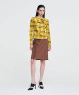 Twisted Check High-neck Top _ YELLOW