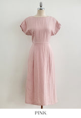 オピル バルーンスリーブ リネン ロングワンピース