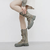 Ned Buckle Suede Middle Boots