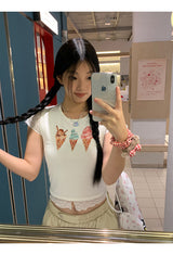 アイスクリームレースレイヤード半袖Tシャツ