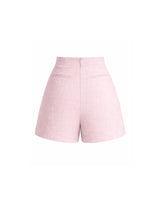 Ruby Romantic Gold Button Tweed Skirt Pants Pink