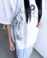 DOUBLE POCKET STRING CROSS BAG GREY