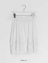 Rie Layered Banding Mesh Midi Skirt