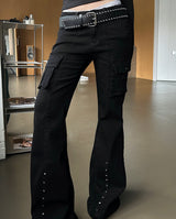 Black Glow Low-Rise Pants
