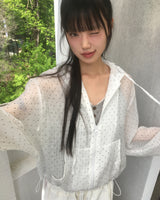 Onyu シースルーフリルドットウィンドブレーカー ジップアップ